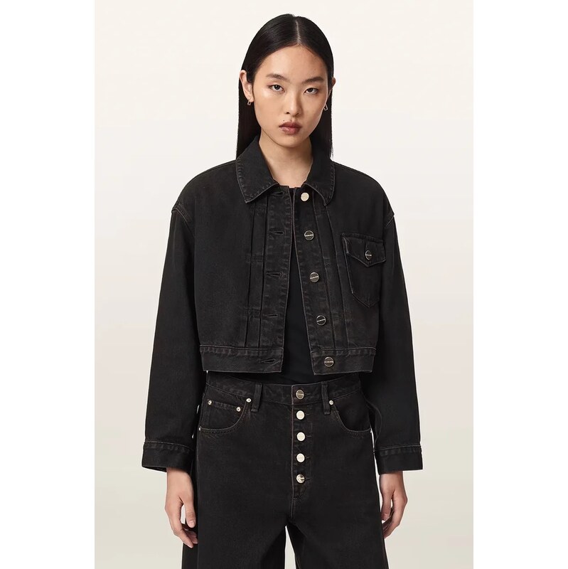 AllSaints džínová bunda dámská BLINK CROPPED JACKET