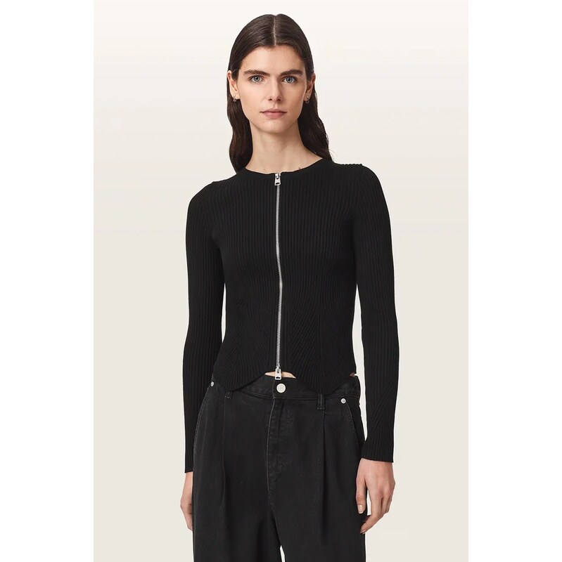 AllSaints kardigan dámský s viskózou CRUZ ZIP
