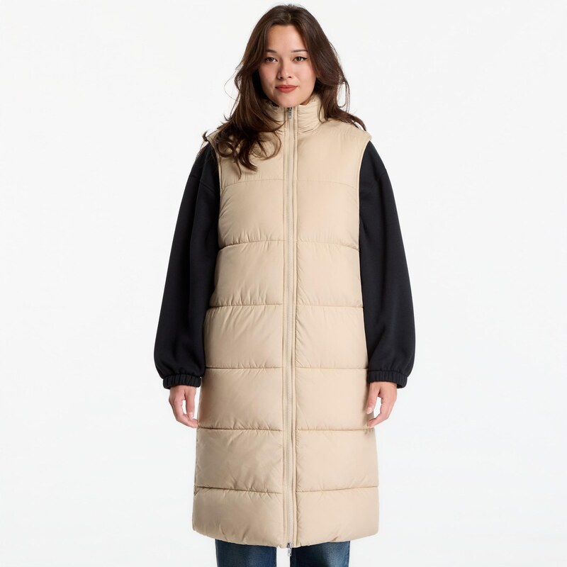 Péřovka Urban Classics Ladies Long Puffer Vest Wet Sand S