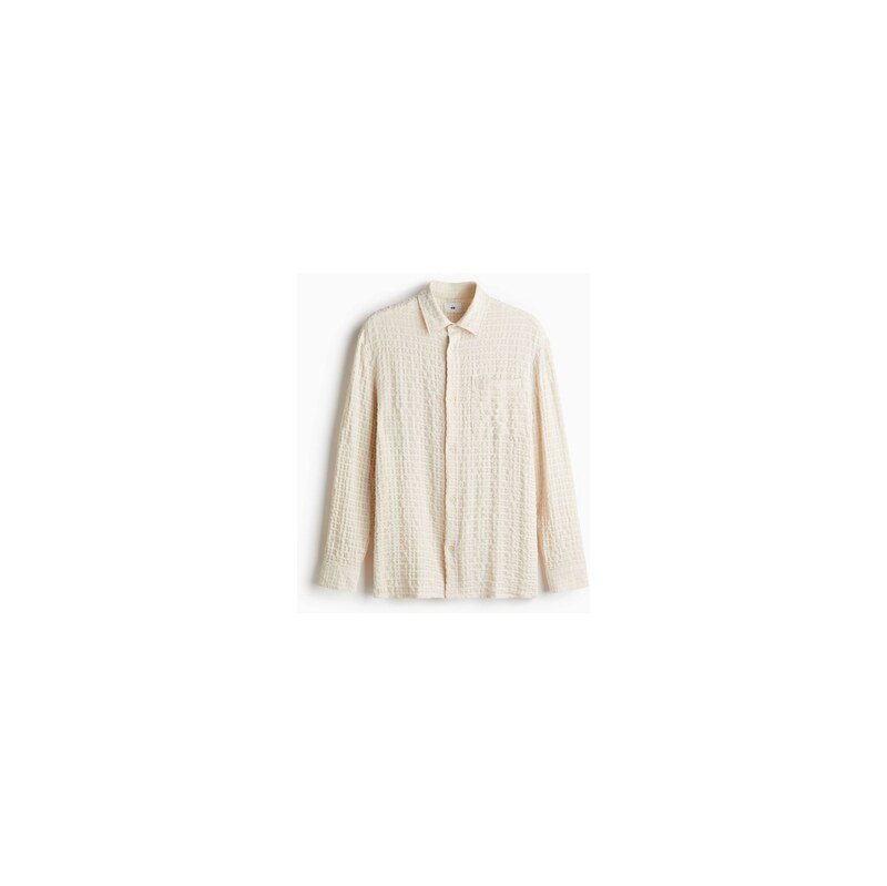 H&M - Košile z tkaninys texturou Regular Fit - Krémová