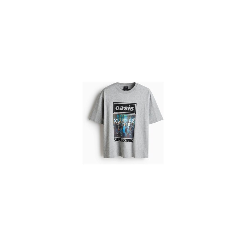 H&M - Tričkos potiskem Relaxed Fit - Šedý Melír/Oasis