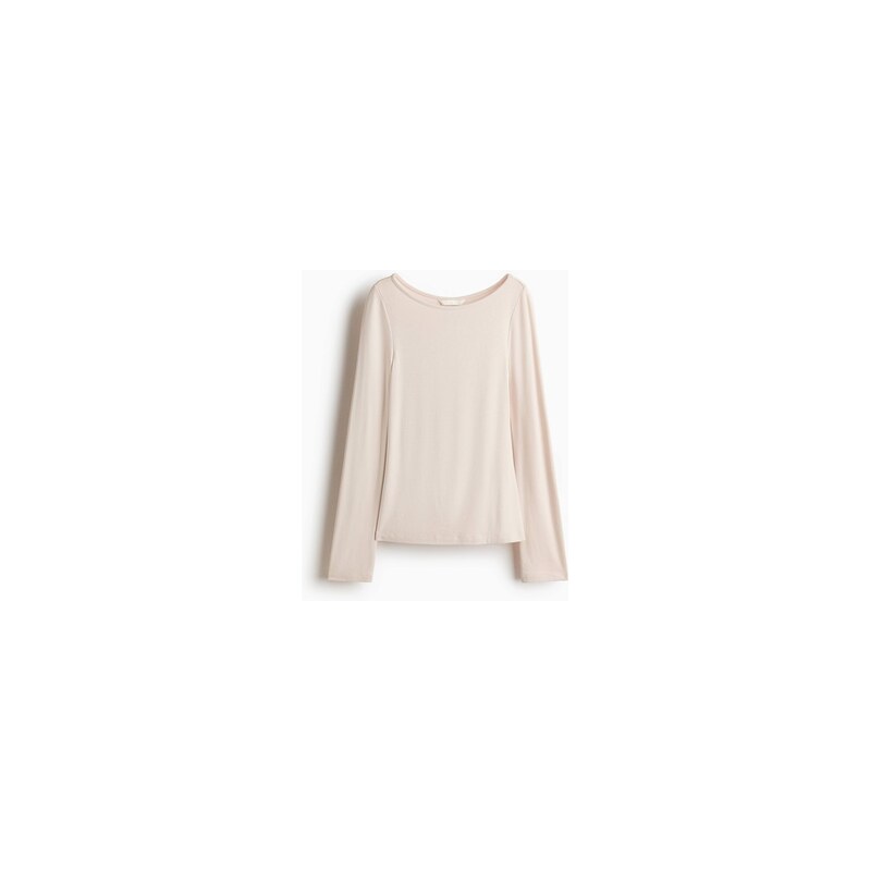 H&M - Top z jemného úpletus dlouhými rukávy - Světle Béžová