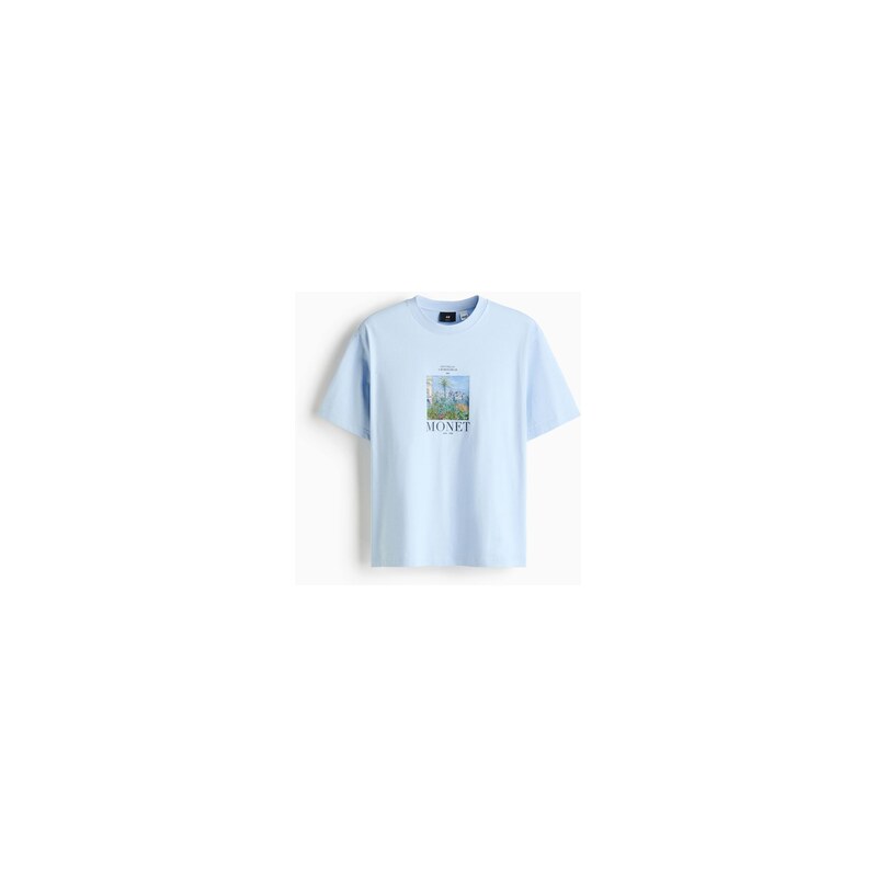 H&M - Tričko Loose Fit - Bleděmodrá/Monet