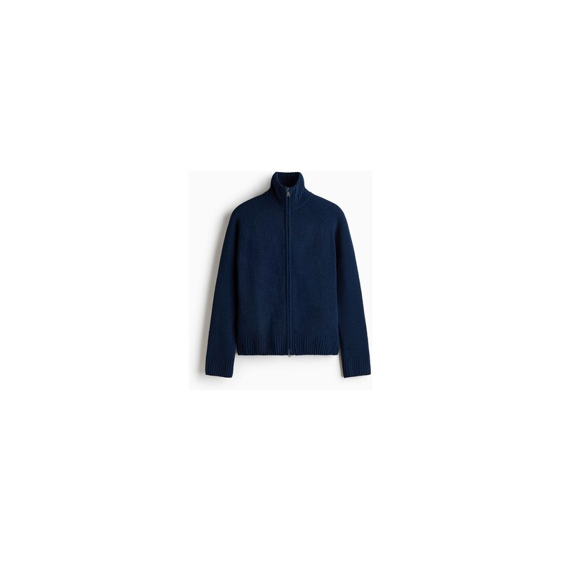 H&M - Žinylkový svetr na zip Relaxed Fit - Tmavomodrá