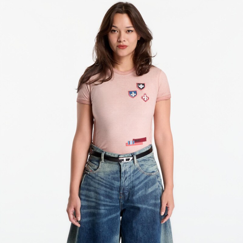 Tričko Diesel T-Uncuty-Waf T-Shirt Mahogany Rose L