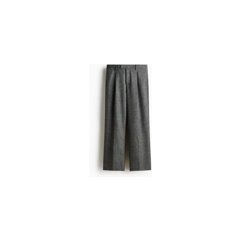 H&M - Společenské kalhoty Loose Fit - Tmavě Šedý Melír