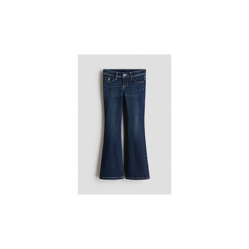 H&M - Džíny Flared Leg Lows výšivkou - Tmavý Denim Blue