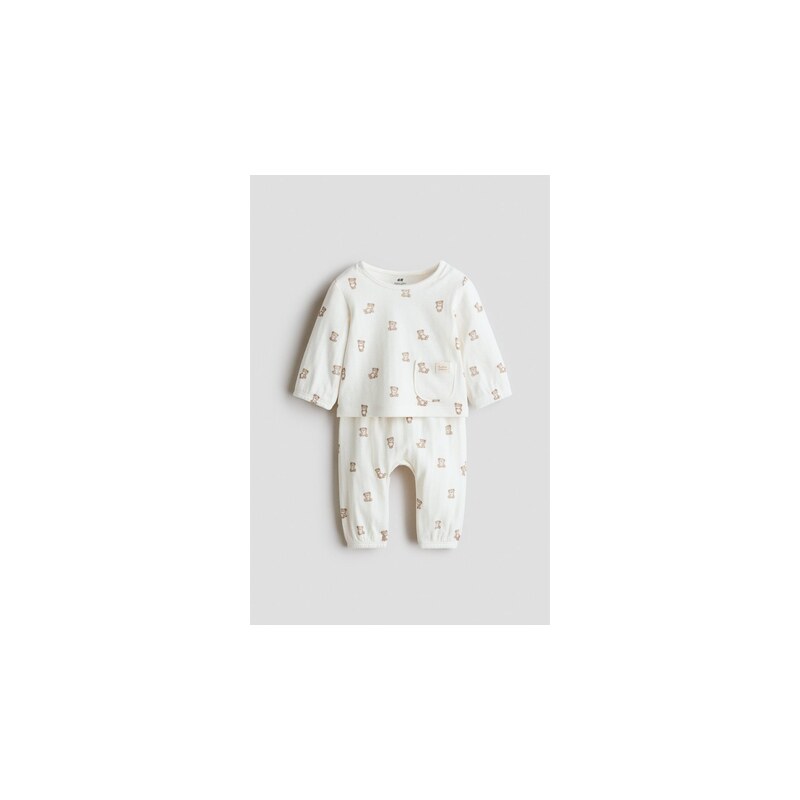 H&M - Dvoudílná bavlněná souprava - Bílá/Medvídci