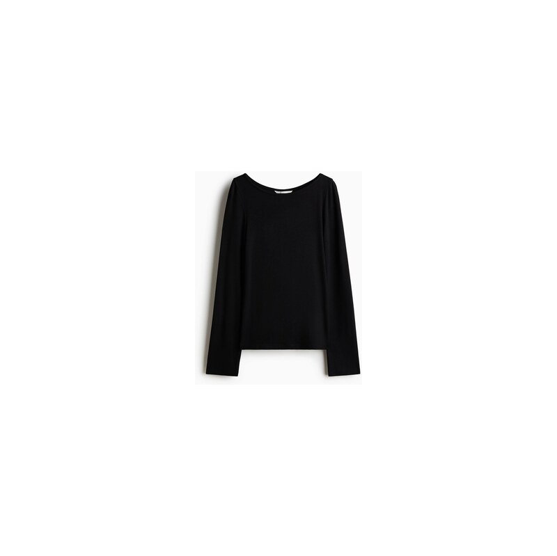 H&M - Top z jemného úpletus dlouhými rukávy - Černá