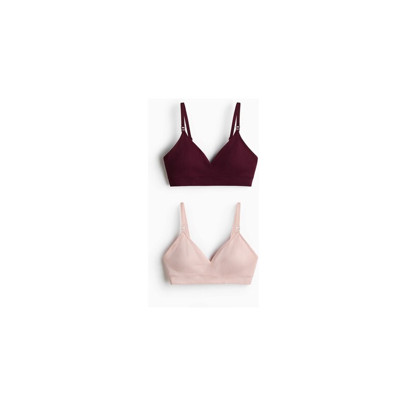 H&M - MAMA Bezešvá podprsenka na kojení 2 kusy - Vínová/Světle