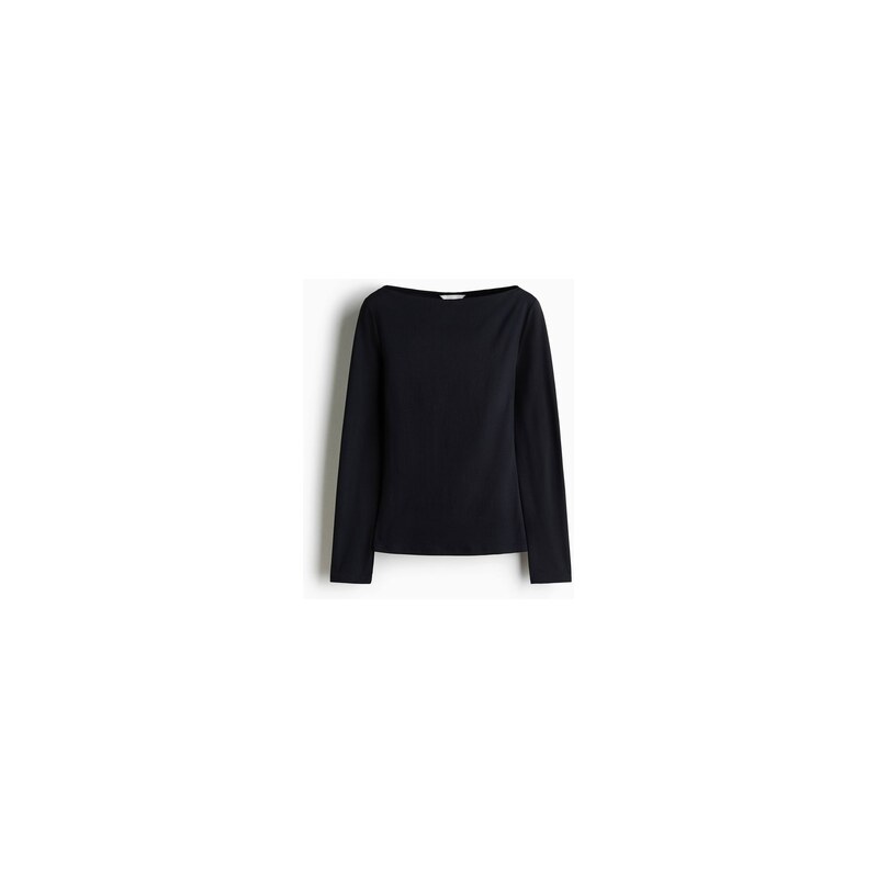 H&M - Přiléhavý tops lodičkovým výstřihem - Černá