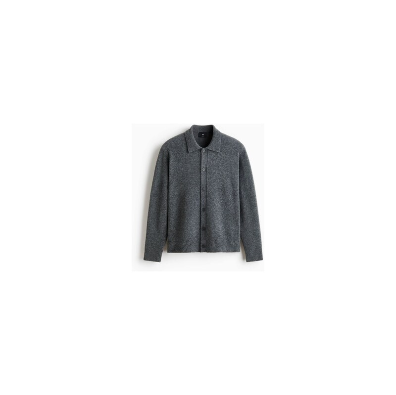 H&M - Propínací svetr Regular Fit - Tmavě Šedý Melír