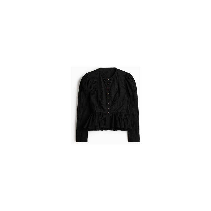 H&M - Halenka peplum z tkaninys texturou - Černá