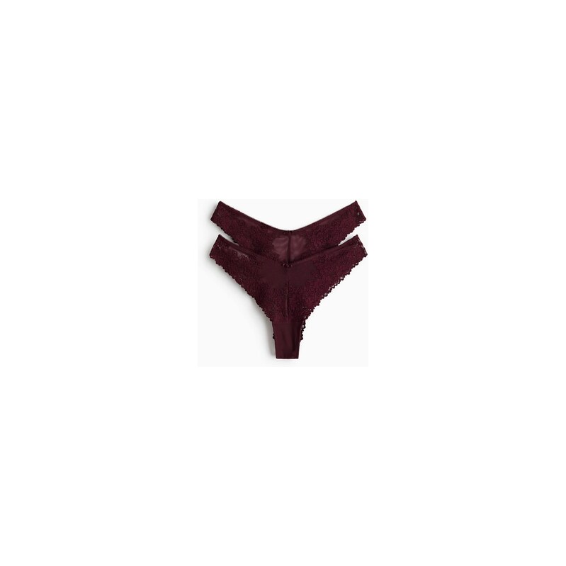 H&M - Krajkové kalhotky brazilian 2 kusy - Vínová