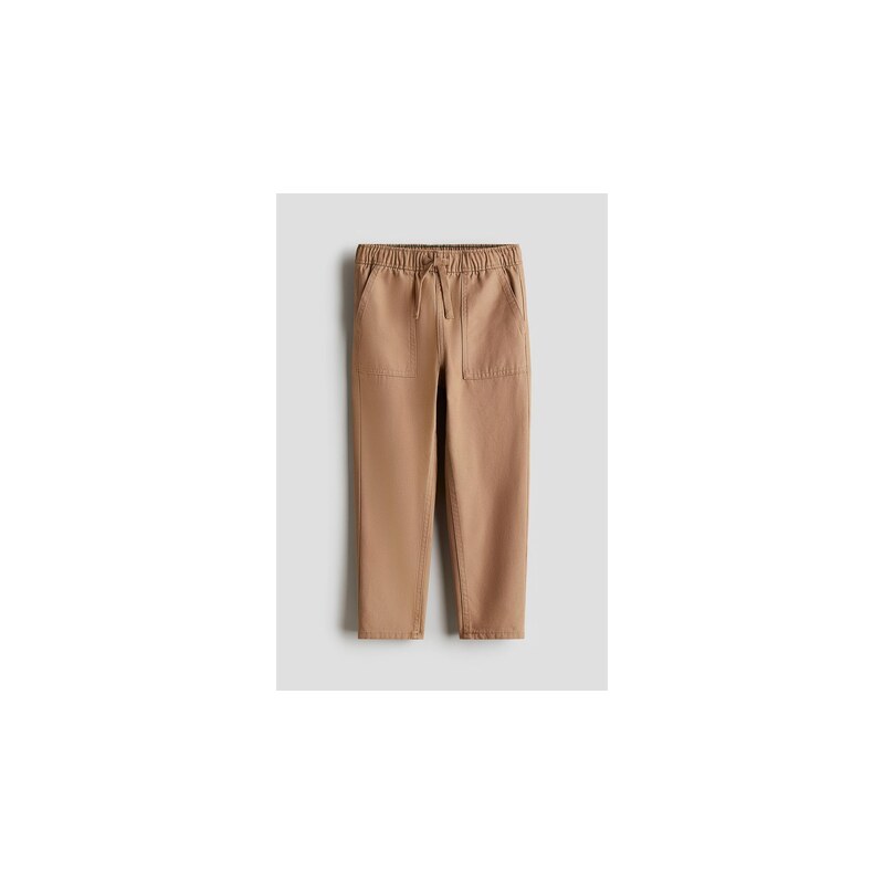 H&M - Kalhoty typu jogger z bavlněného plátna - Tmavě Béžová