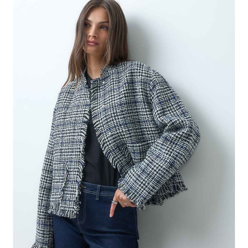 ASOS Tall ASOS DESIGN Tall collarless wool blend boucle jacket