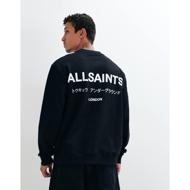 Allsaints Underground graphic logo crew sweatshirt with back