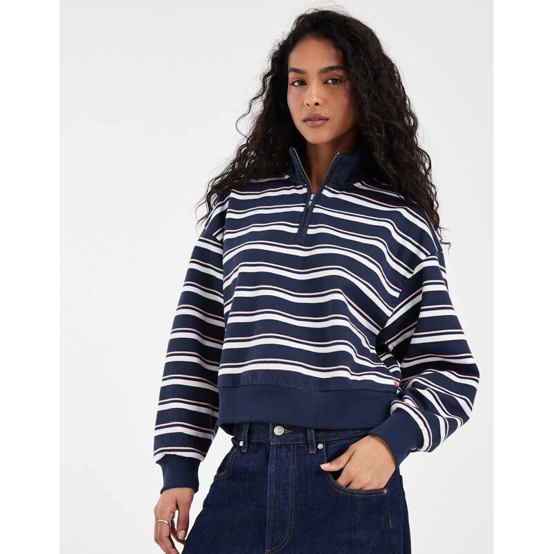 Levis everyday quarter zip striped sweatshirt in blue