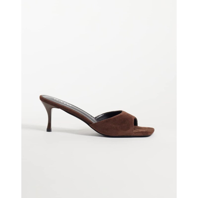 RAID Cerese faux suede heeled mules in brown