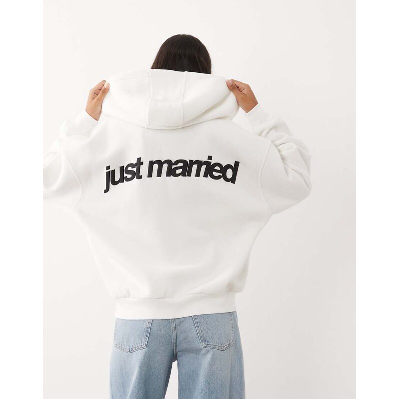 Six Stories Just Married cotton rich relaxed zip through hoodie