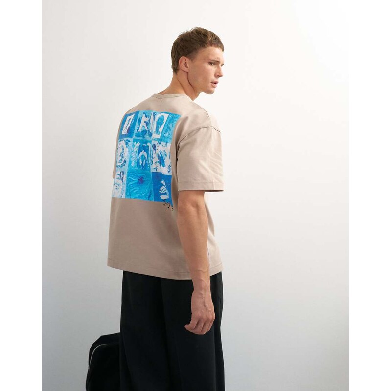 Topman x Jing relaxed front and back mosaic graphic t-shirt with