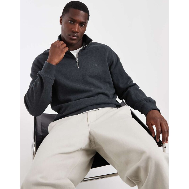 Levis original 1/4 zip sweatshirt in dark charcoal-Grey