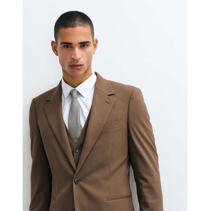 ASOS DESIGN skinny suit jacket in brown
