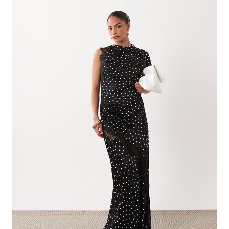 Forever New Petite Forever New satin slash neck lace detail