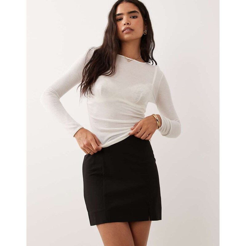 ASOS DESIGN mini skirt with split in black