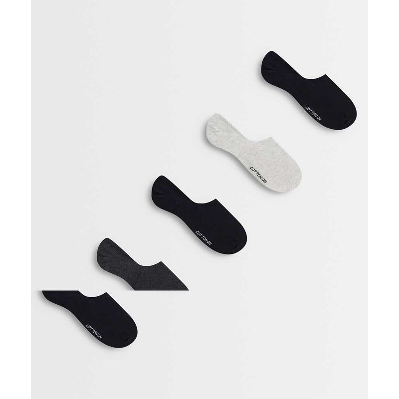 Cotton On 5pk sports low cut sock in black grey-Multi