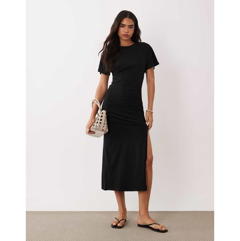 Cotton On twist tee midi dress in black