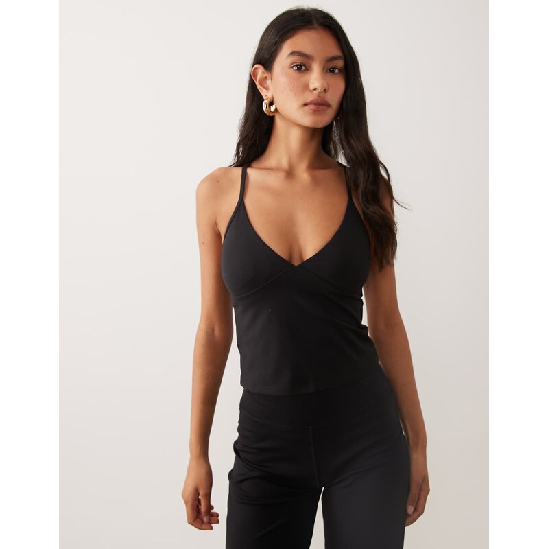 Cotton On active ultra soft tri crossback cami in black