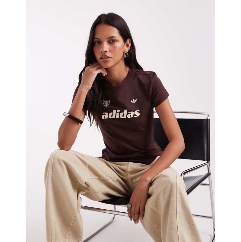adidas Originals logo baby tee in brown and yellow