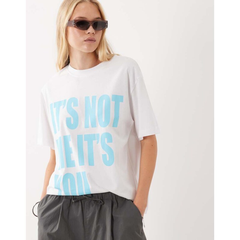 ASOS DESIGN Oversized T-shirt block with Its not me Its you