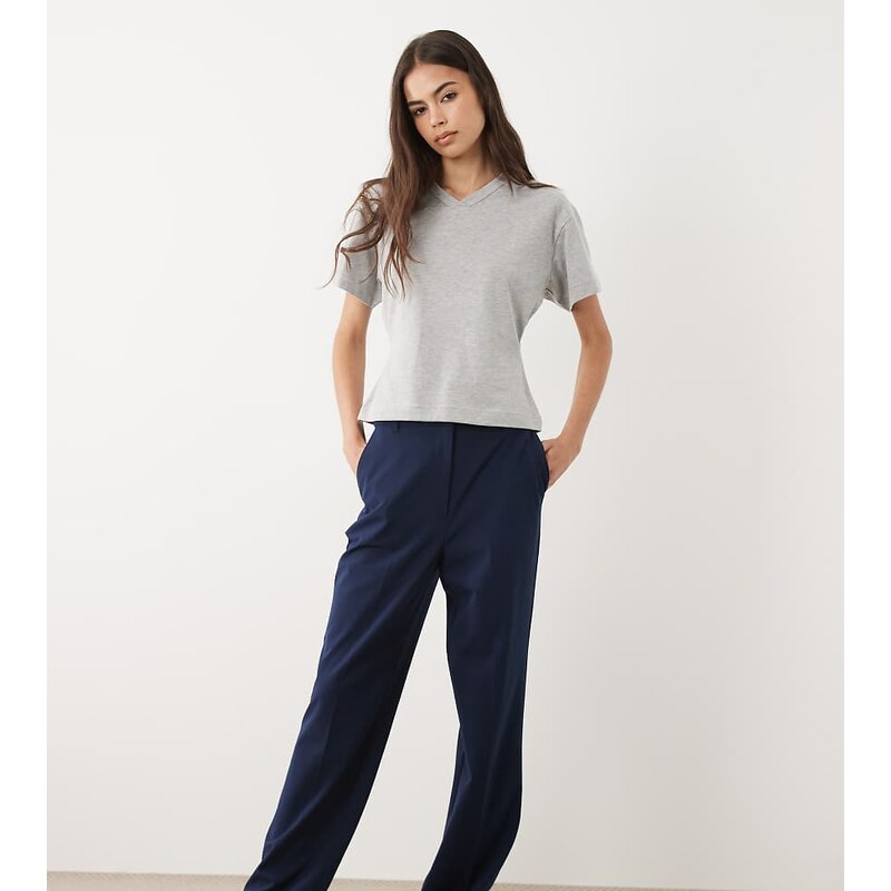 ASOS DESIGN Tall tailored slim straight trousers in navy