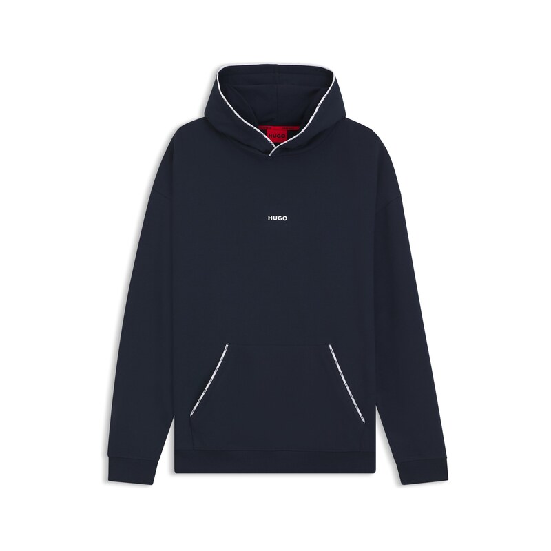 HUGO Relaxed-fit hoodie with branded contrast piping