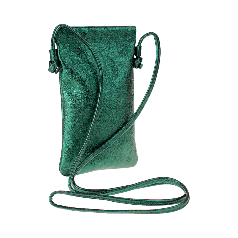 Zelená kožená italská crossbody kabelka Mia Lucida Verde