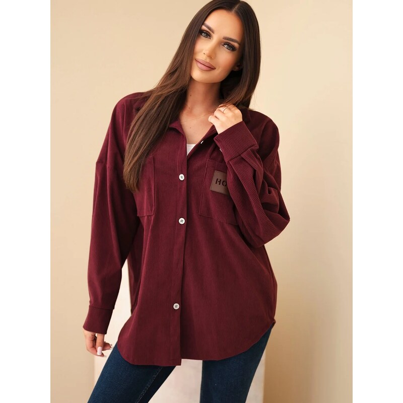 Kesi Włoski Kesi burgundy oversized bavlněná košile