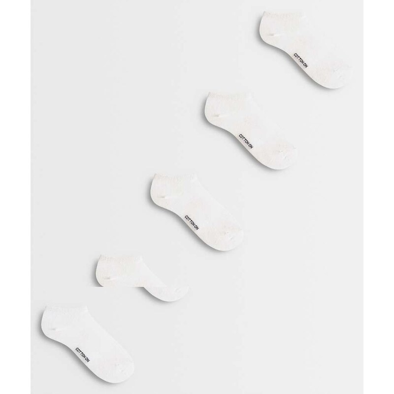 Cotton On 5pk ankle socks in white