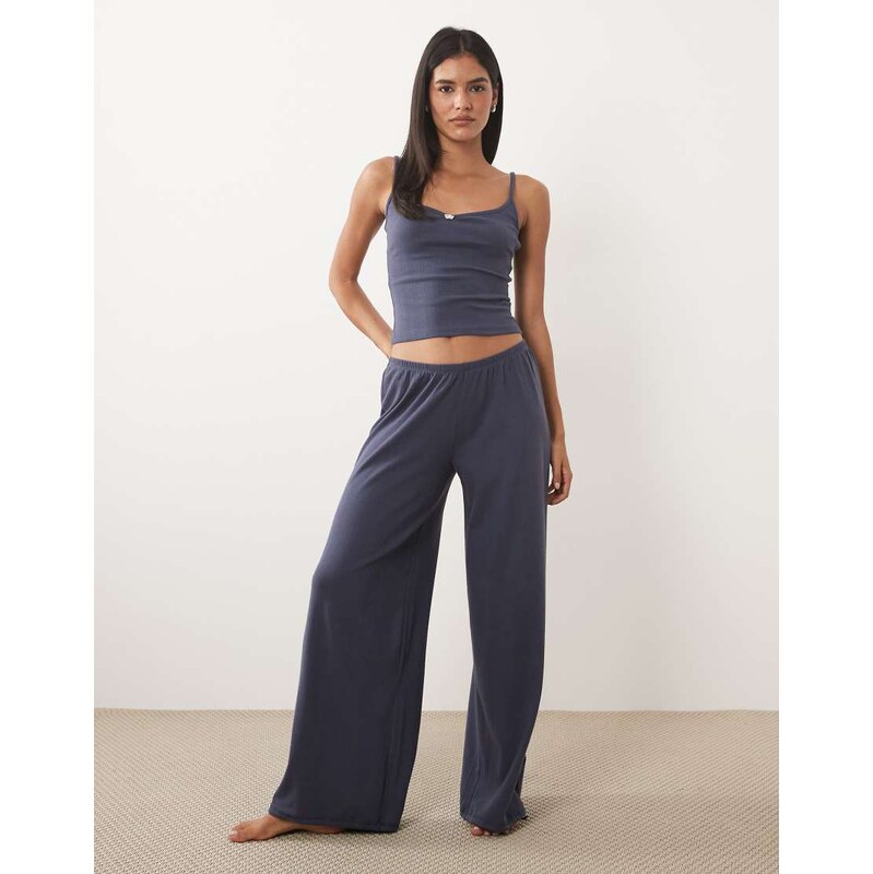 Cotton On pyjama pointelle cami and wide leg trouser in steely