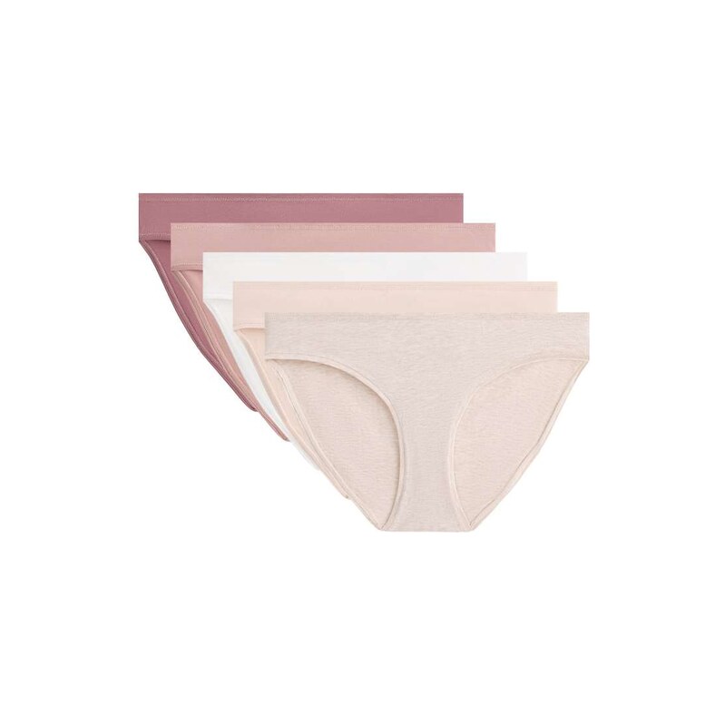 OYSHO 5 cotton blend classic briefs in pastel pink