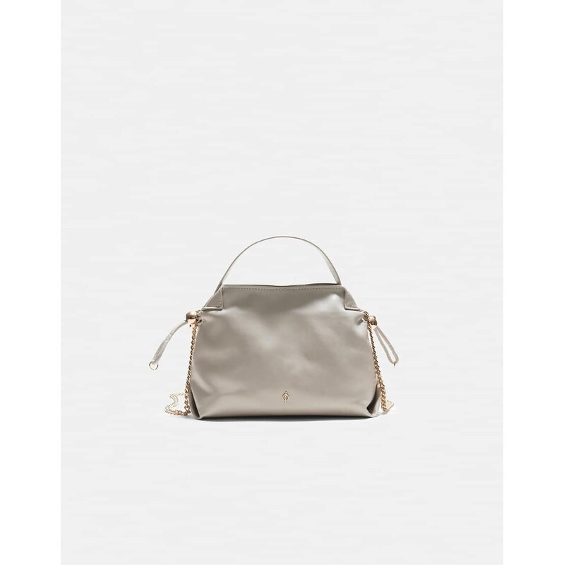 Stradivarius Small ruched crossbody bag in ecru-White