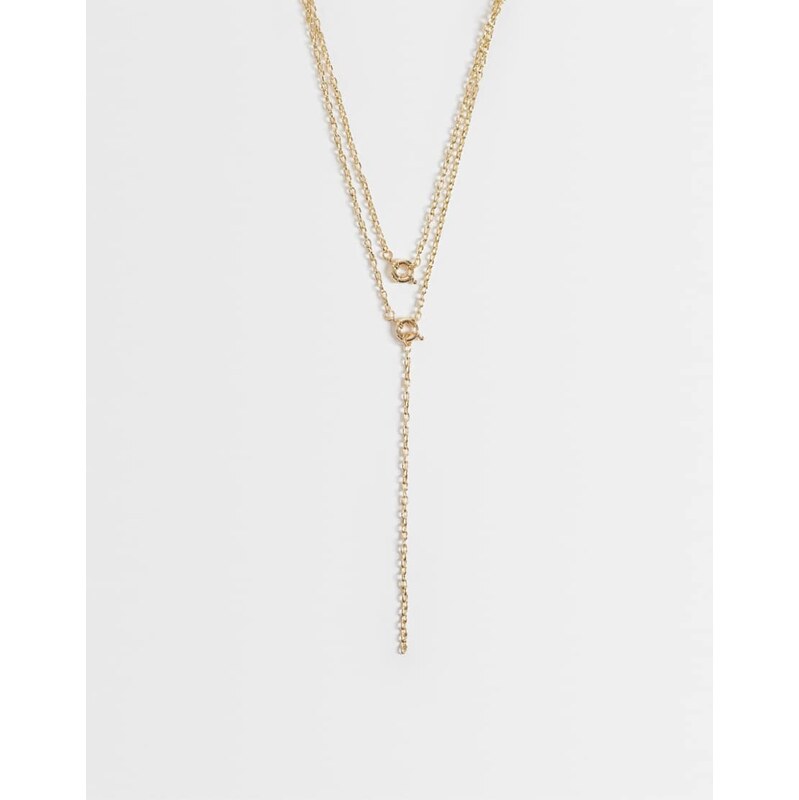 ASOS DESIGN multi-row chain necklace with O-ring details in gold