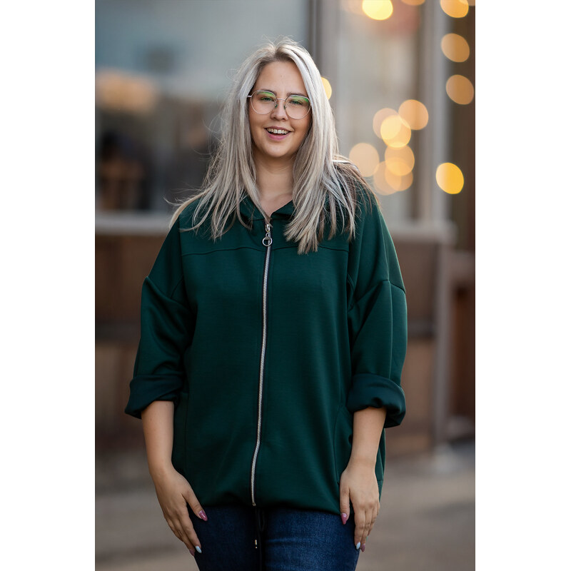 Italy fashion Basic mikina ALOE Barva: Lahvově zelená, Velikost: