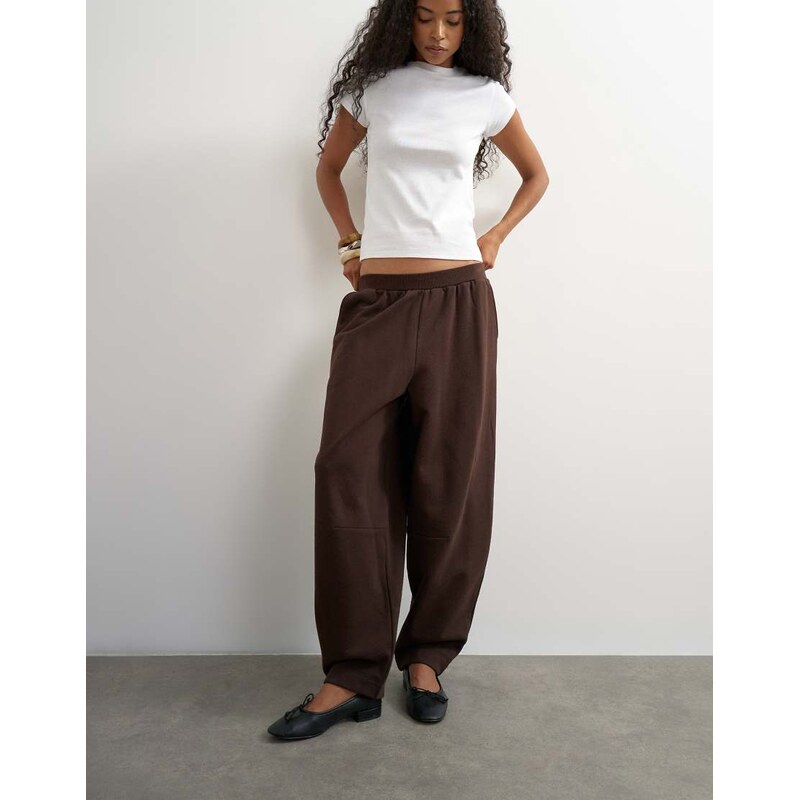 Topshop barrel leg jogger in chocolate-Brown