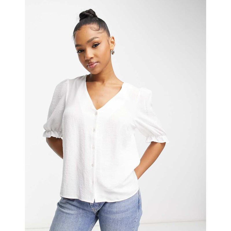 New Look button through blouse in white