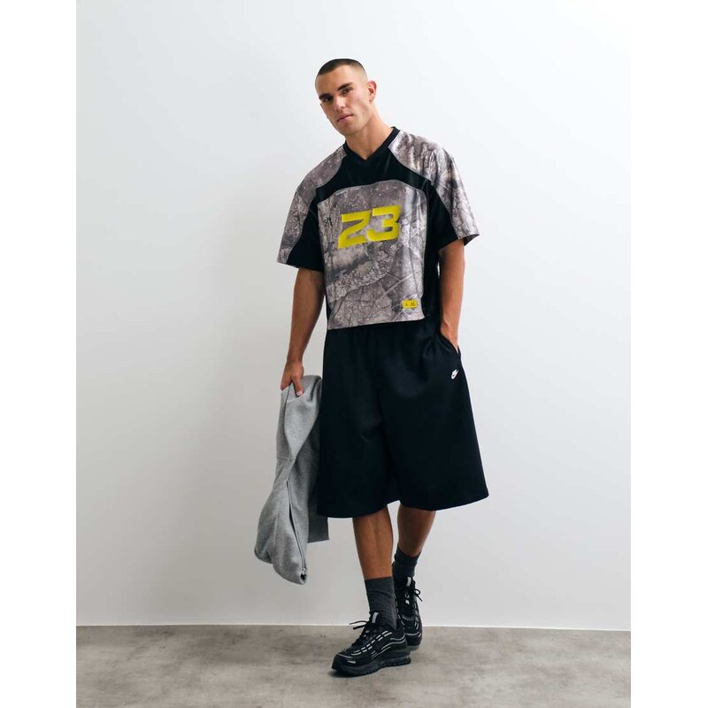 Jordan Real Tree 23 logo print oversized top in beige-Neutral