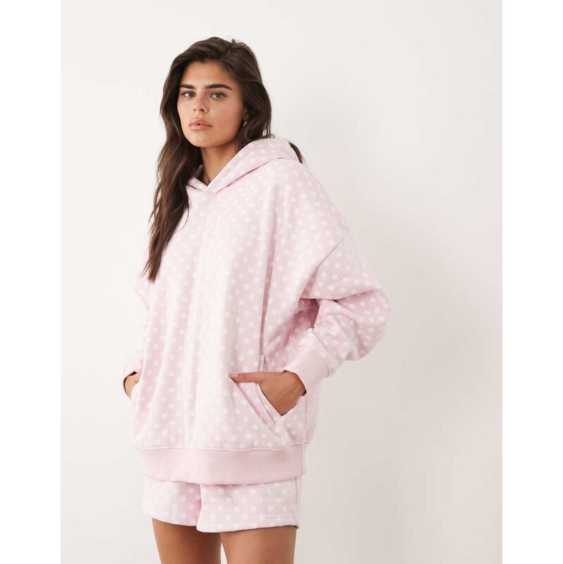 Kaiia cotton rich embroidered logo detail oversized hoodie co
