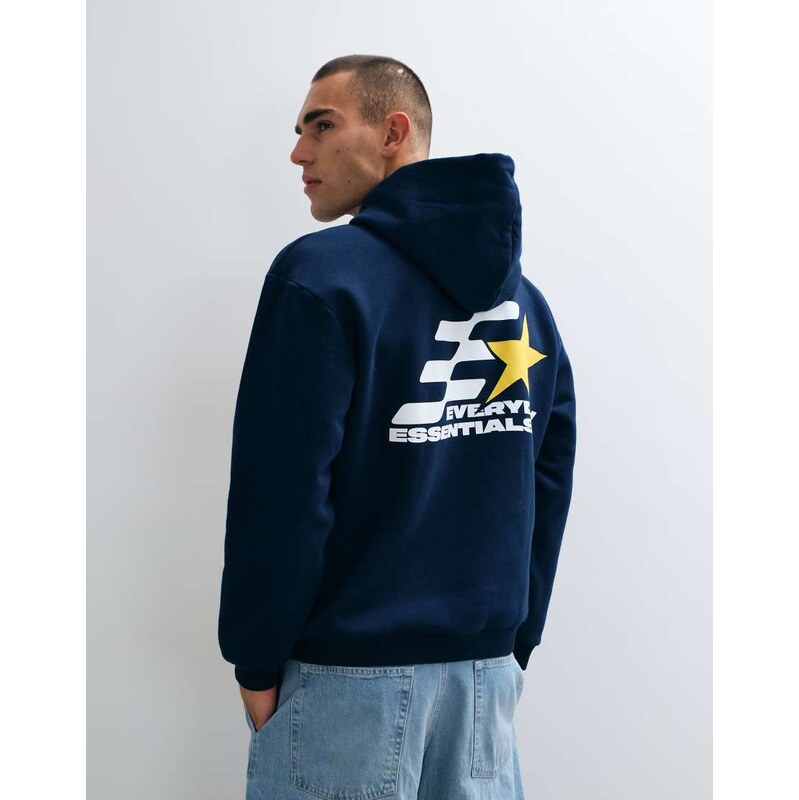 ASOS DESIGN oversized hoodie with print in navy