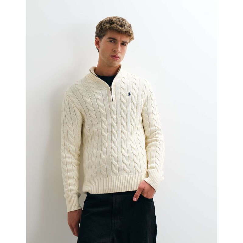 Polo Ralph Lauren icon logo cotton cable quarter zip sweatshirt